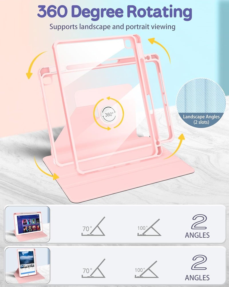 Besoar for iPad 9th/8th/7th Generation 10.2 inch Case Cute Cartoon Kawaii for Girls Kids Boys Girly Women Design Covers,360 Degree Rotating Folio Stand Pencil Holder for Apple i Pad 9/8/7 Gen,Cat - Image 3