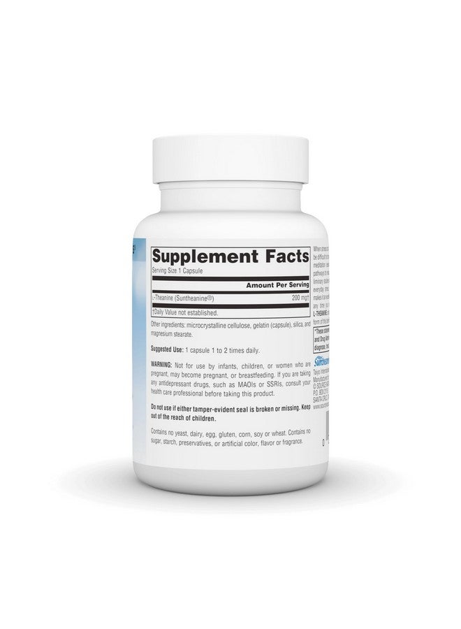 Source Naturals ساورس ناتشورالز سيرين ساينس إل-ثيانين، مصنوع من سونثينين، للاسترخاء المركز، 200 ملغ - 60 كبسولة - Image 2