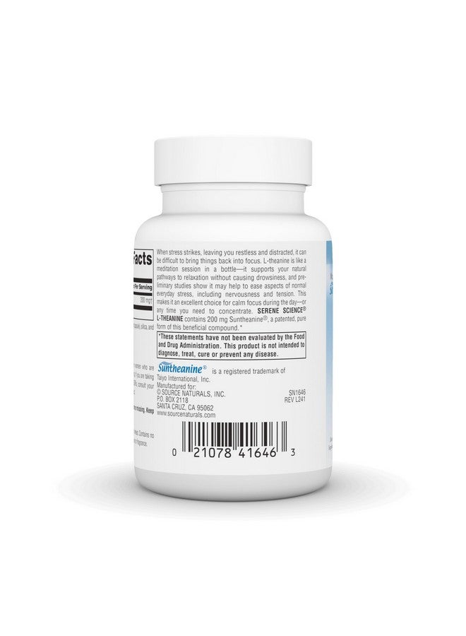 Source Naturals ساورس ناتشورالز سيرين ساينس إل-ثيانين، مصنوع من سونثينين، للاسترخاء المركز، 200 ملغ - 60 كبسولة - Image 3