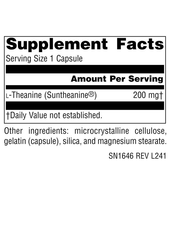 Source Naturals ساورس ناتشورالز سيرين ساينس إل-ثيانين، مصنوع من سونثينين، للاسترخاء المركز، 200 ملغ - 60 كبسولة - Image 4