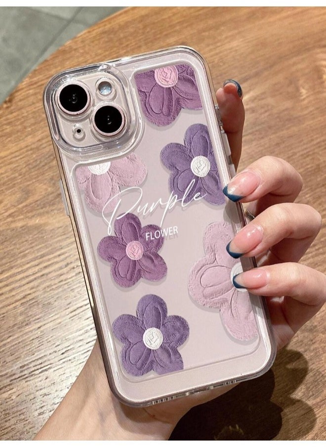 ShebSheb Designed for iPhone 14 Case ,Clear Flower Soft & Flexible Shockproof Floral Women Phone Cover  - Image 2