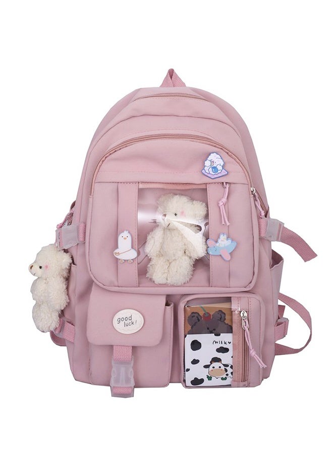 DUNISO Girl's School Backpack with Pencil Case and  Doll Pendant Waterproof Book Bag with Compartments for Teen Kid Students Elementary School Kids' School Bag With Large Capacity - Image 4