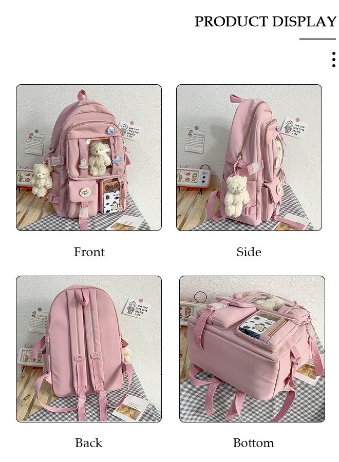 DUNISO Girl's School Backpack with Pencil Case and  Doll Pendant Waterproof Book Bag with Compartments for Teen Kid Students Elementary School Kids' School Bag With Large Capacity - Image 5