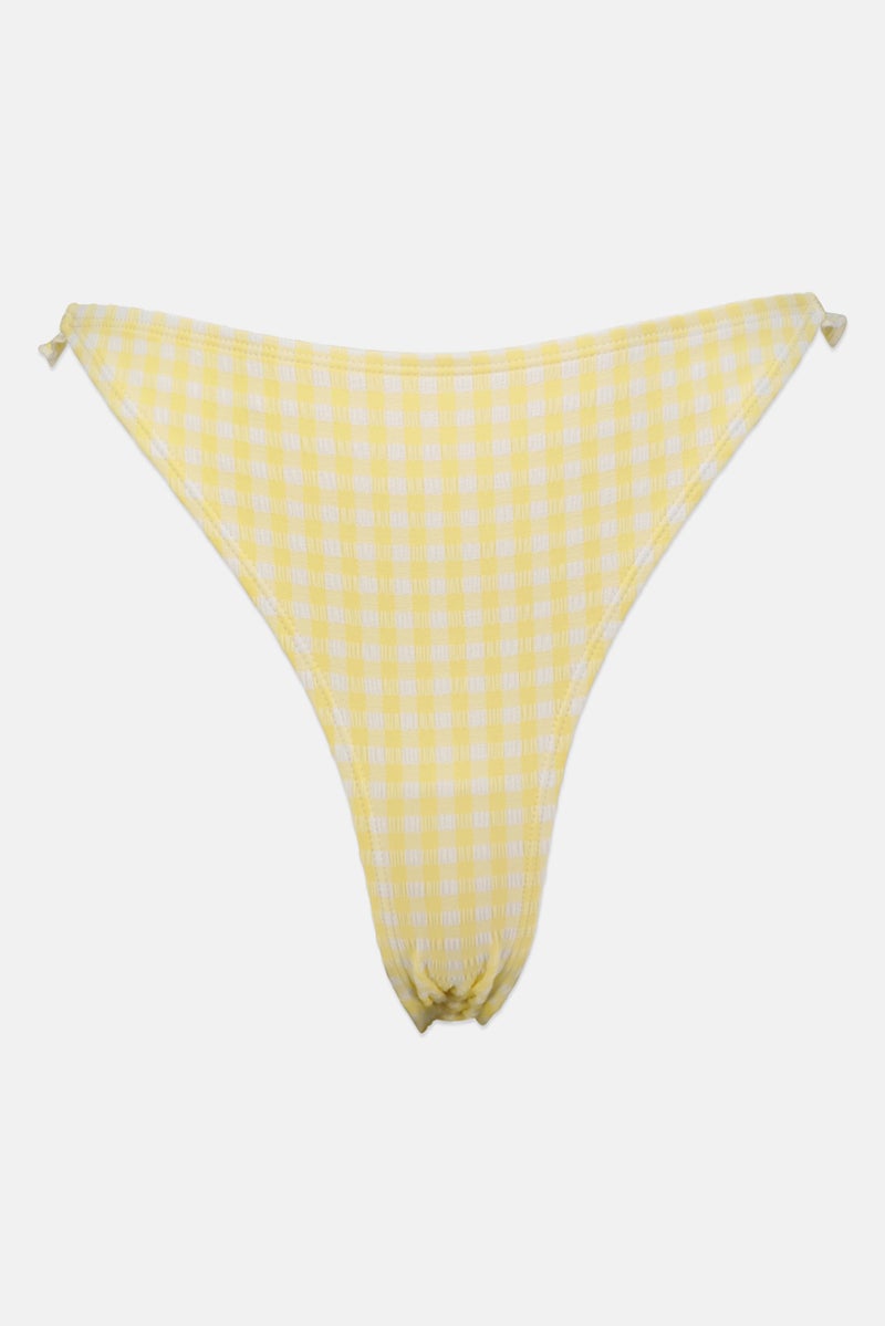 Accessorize Women Gingham High Leg Bikini Bottom, Yellow  - Image 1
