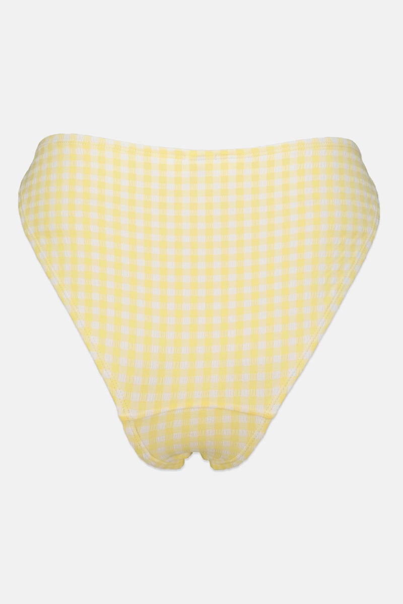Accessorize Women Gingham High Leg Bikini Bottom, Yellow  - Image 2