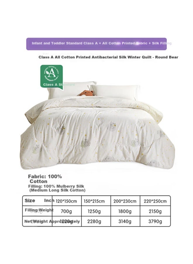 Luolaikids Bear Baby Blanket, Maternity Class A Pure Cotton Antibacterial 100% Silk Comforter, Winter Quilt, 7.5 Jin, 220*250cm, Printed - Image 1