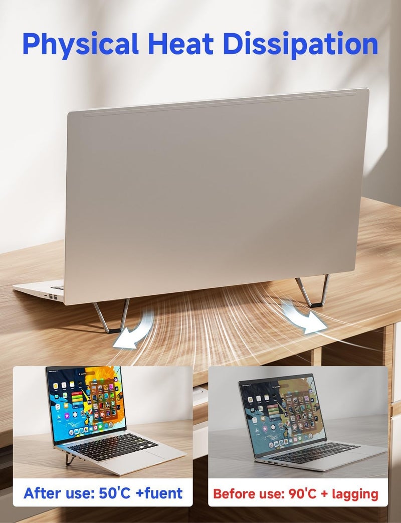 GadgetBite Laptop Mini Stand Premium Metal | Portable Invisible Laptop Riser for Desk, Bed & Table | Ergonomic Cooling Support for 12–20 Inch Laptops Silver (1 Pair) - Image 5