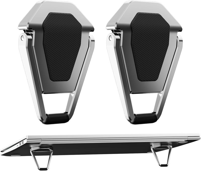 GadgetBite Laptop Mini Stand Premium Metal | Portable Invisible Laptop Riser for Desk, Bed & Table | Ergonomic Cooling Support for 12–20 Inch Laptops Silver (1 Pair) - Image 1