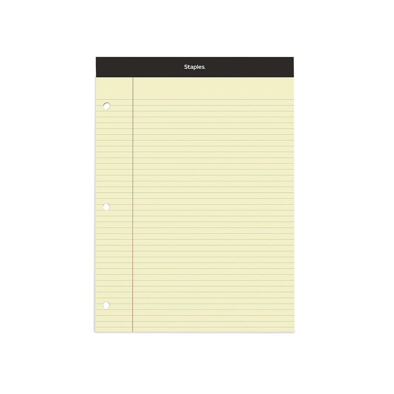 STAPLES 369738 Notepad 85Inch x 1175Inch Narrow Canary 100 SheetsPad 1377118578 Office Product - Image 1