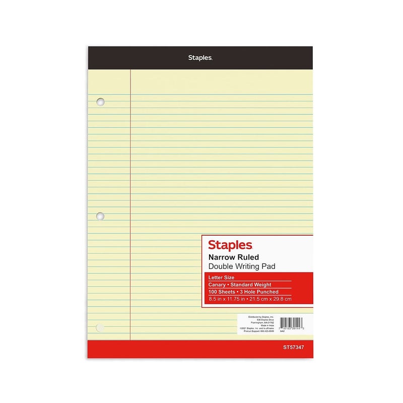 STAPLES 369738 Notepad 85Inch x 1175Inch Narrow Canary 100 SheetsPad 1377118578 Office Product - Image 3
