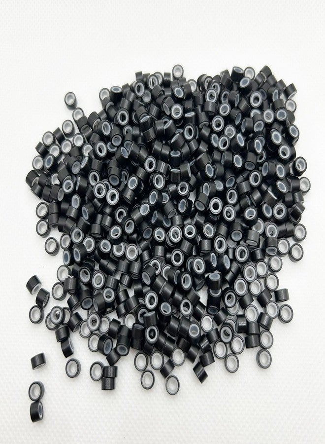 Peiyulex Hair Extension Beads, Microlink Beads, 5mm Silicon Beads for Hair Extensions,Silicone Lined Micro Links Rings Beads Hair Feather Extensions (Black, 200pcs) - Image 2