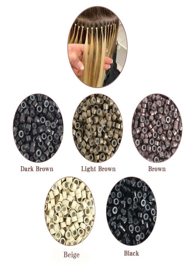Peiyulex Hair Extension Beads, Microlink Beads, 5mm Silicon Beads for Hair Extensions,Silicone Lined Micro Links Rings Beads Hair Feather Extensions (Black, 200pcs) - Image 5