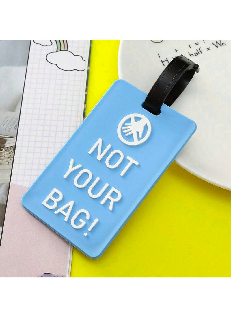 Cuisine Art Luggage Tag with Name ID Card, Personalized Identifier ID Labels, Flexible PVC Travel Tags, Secure Travel Luggage Labels for Baggage Identity, Suitcase Tag  – "Not Your Bag" Text, Light Blue  - Image 4