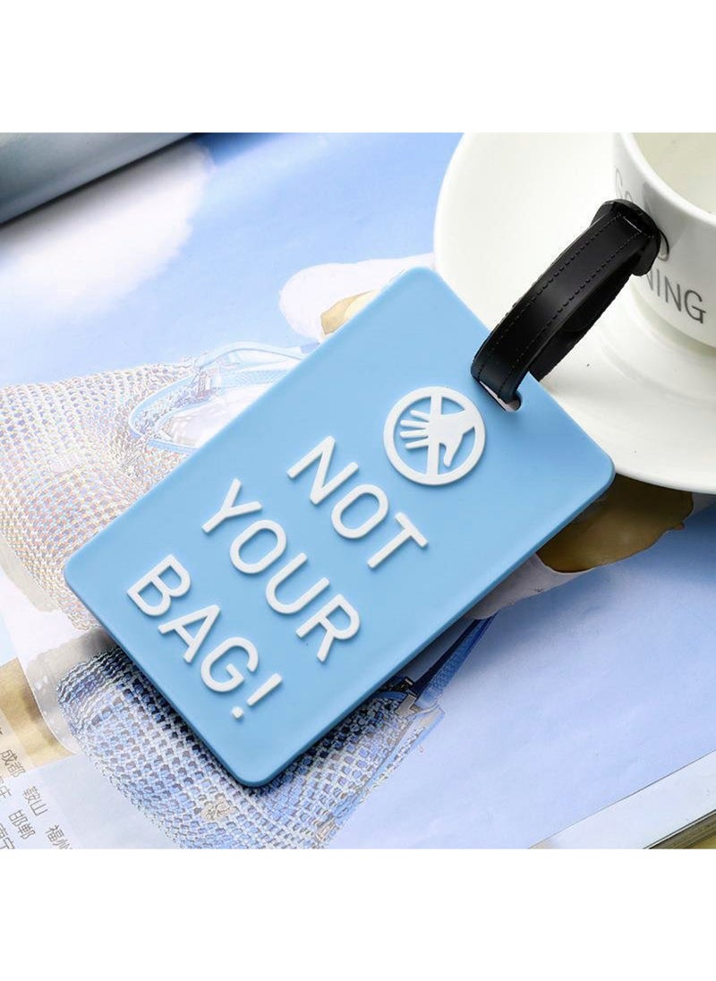 Cuisine Art Luggage Tag with Name ID Card, Personalized Identifier ID Labels, Flexible PVC Travel Tags, Secure Travel Luggage Labels for Baggage Identity, Suitcase Tag  – "Not Your Bag" Text, Light Blue  - Image 3