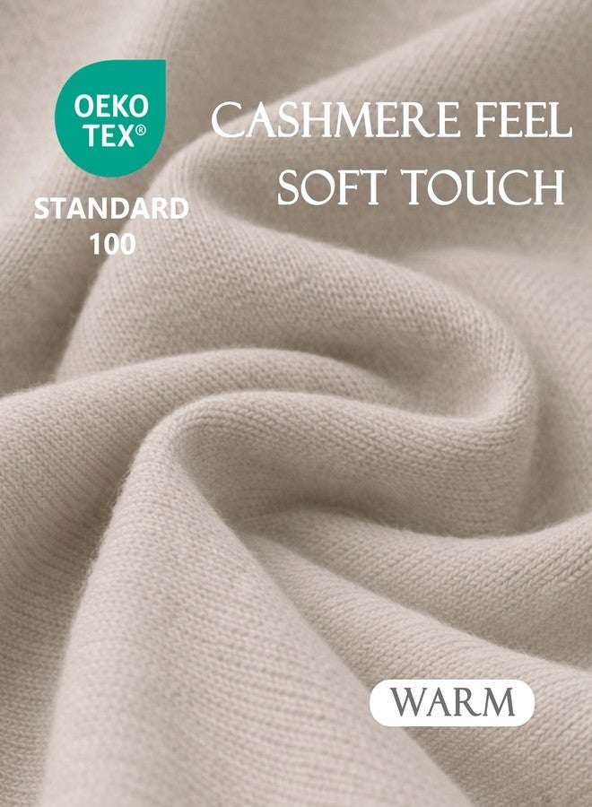 PULI Womens Large Cross Front Poncho Sweater Wrap Topper Knitted Elegant Shawls Cape for Fall Winter, 1-warm Oatmeal, One size - Image 3