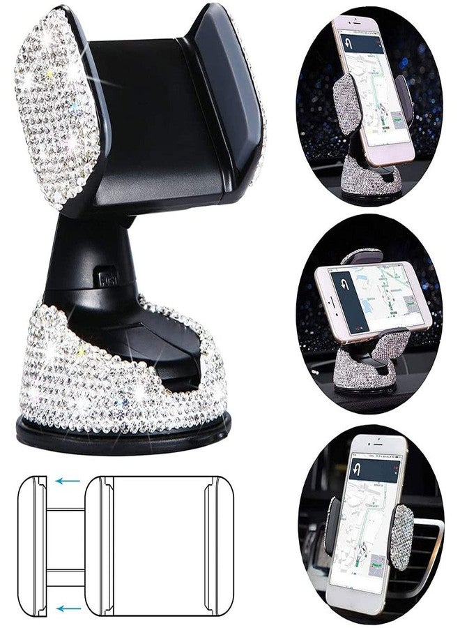 MACHSWON Bling Phone Car Holder with Air Vent Clip Shiny Engine Button Deco 3 In1 Charging Cable Rhinestone Car Accessories for Women - Image 2