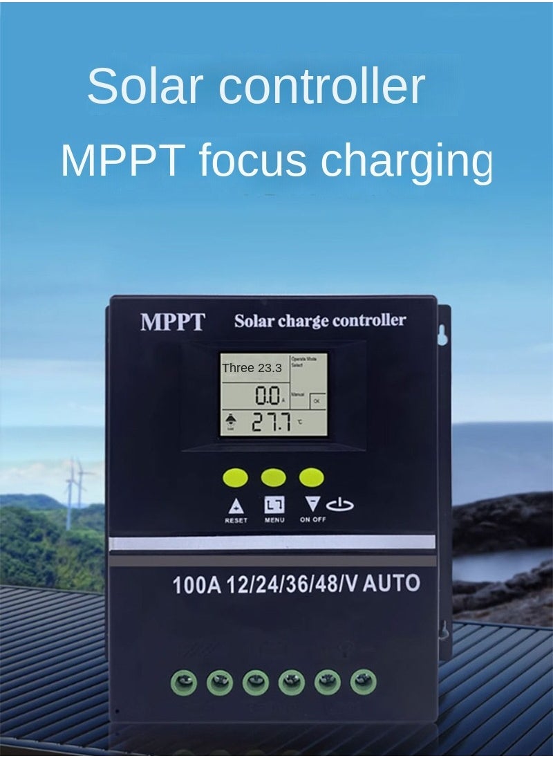 Generic - MPPT Solar Controller, 100A 12V/24V/36V/48V Adaptive Solar Panel Regulator with Dual USB Backlit LCD Display Clock Display Solar Controller for Gel Flooded LifePO4 Battery - Image 1