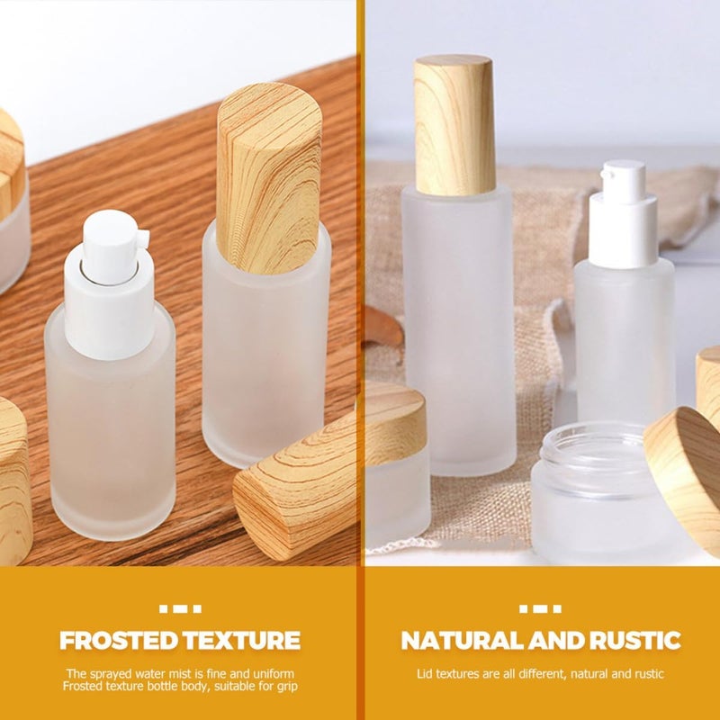 Beavorty Glass Spray Bottles 30ml Wood Grain Cap 6pcs Refillable Perfume and Cosmetic Spray Bottles for Facial Mist and Travel Storage - Image 4