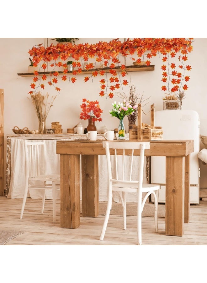 Coferset 12 Pack Fall Leaf Garland, Hanging Vines Garland Artificial Fall Maple Leaves Thanksgiving Decor for Home Wedding Fireplace Party - Image 2