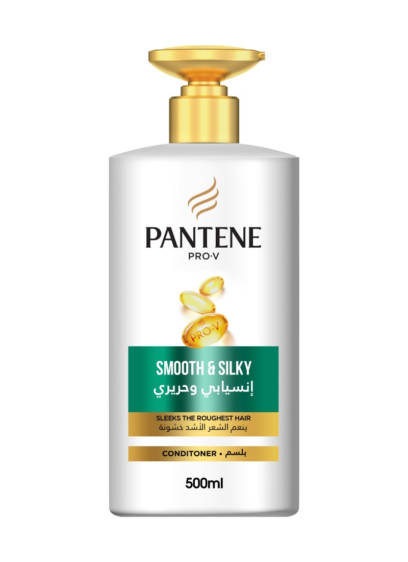 Pantene Pro-V Smooth And Silky Conditioner, Sleeks The Roughest Hair - Image 1