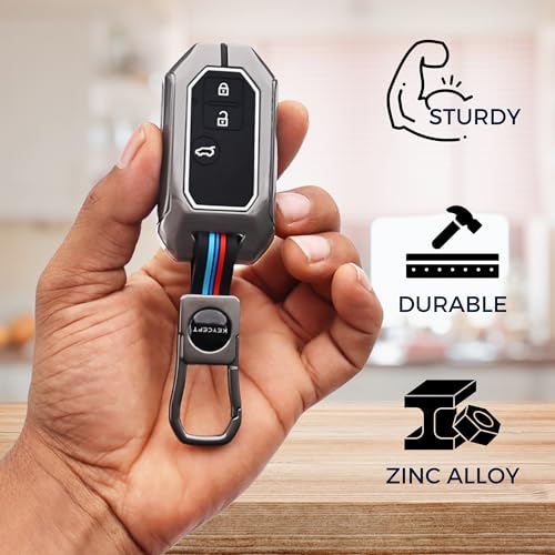 Keycept غطاء مفتاح معدني KEYCEPT لسوزوكي سويفت، دزير، إرتيجا، بريزا، فرونكس، جمني، إغنيس، روميون، هايريدر، E-فيتارا، فيكتوريس مع مفتاح ذكي 3 أزرار مع سلسلة مفاتيح (سلسلة مفاتيح قصيرة). - Image 4