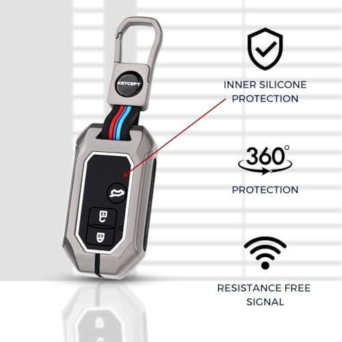 Keycept غطاء مفتاح معدني KEYCEPT لسوزوكي سويفت، دزير، إرتيجا، بريزا، فرونكس، جمني، إغنيس، روميون، هايريدر، E-فيتارا، فيكتوريس مع مفتاح ذكي 3 أزرار مع سلسلة مفاتيح (سلسلة مفاتيح قصيرة). - Image 5