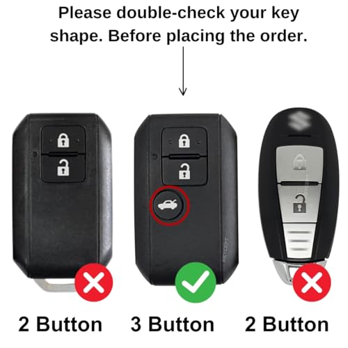 Keycept غطاء مفتاح معدني KEYCEPT لسوزوكي سويفت، دزير، إرتيجا، بريزا، فرونكس، جمني، إغنيس، روميون، هايريدر، E-فيتارا، فيكتوريس مع مفتاح ذكي 3 أزرار مع سلسلة مفاتيح (سلسلة مفاتيح قصيرة). - Image 2