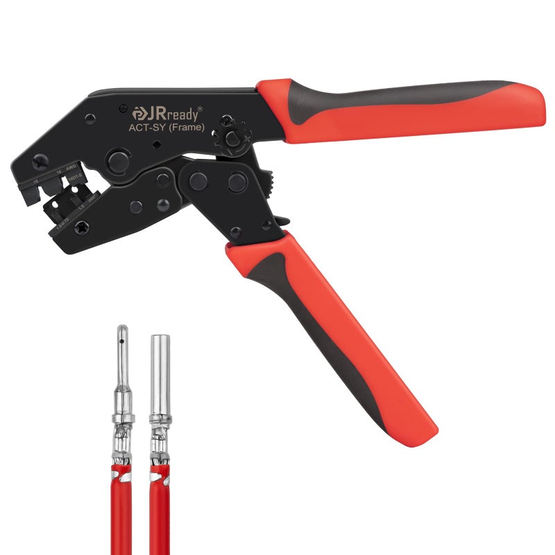 JRready ACTSY16DTS 3rdGen Deutsch DT Crimp Tool for 16 Stamped Formed Contacts OneCycle Ratcheting Crimper with Positioner 1618 AWG for Amphenol AT - Image 2
