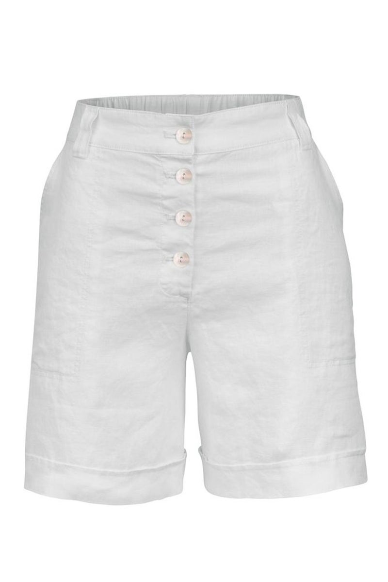 Tchibo Women High Waist Linen Bermuda Shorts, White  - Image 3