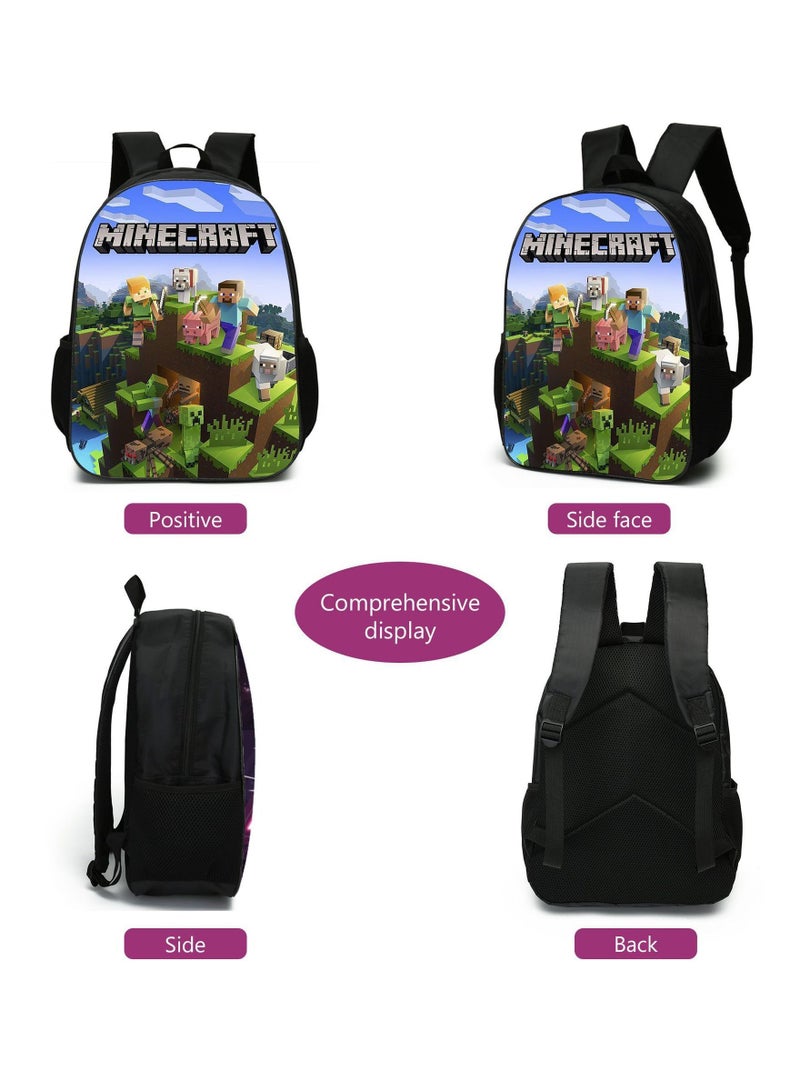 NIBEMINENT 3 pcs/Set Minecraft School Bag for Boys Girls Kids Backpack Child Crossbody Satchel Pencil Case Children  - Image 3
