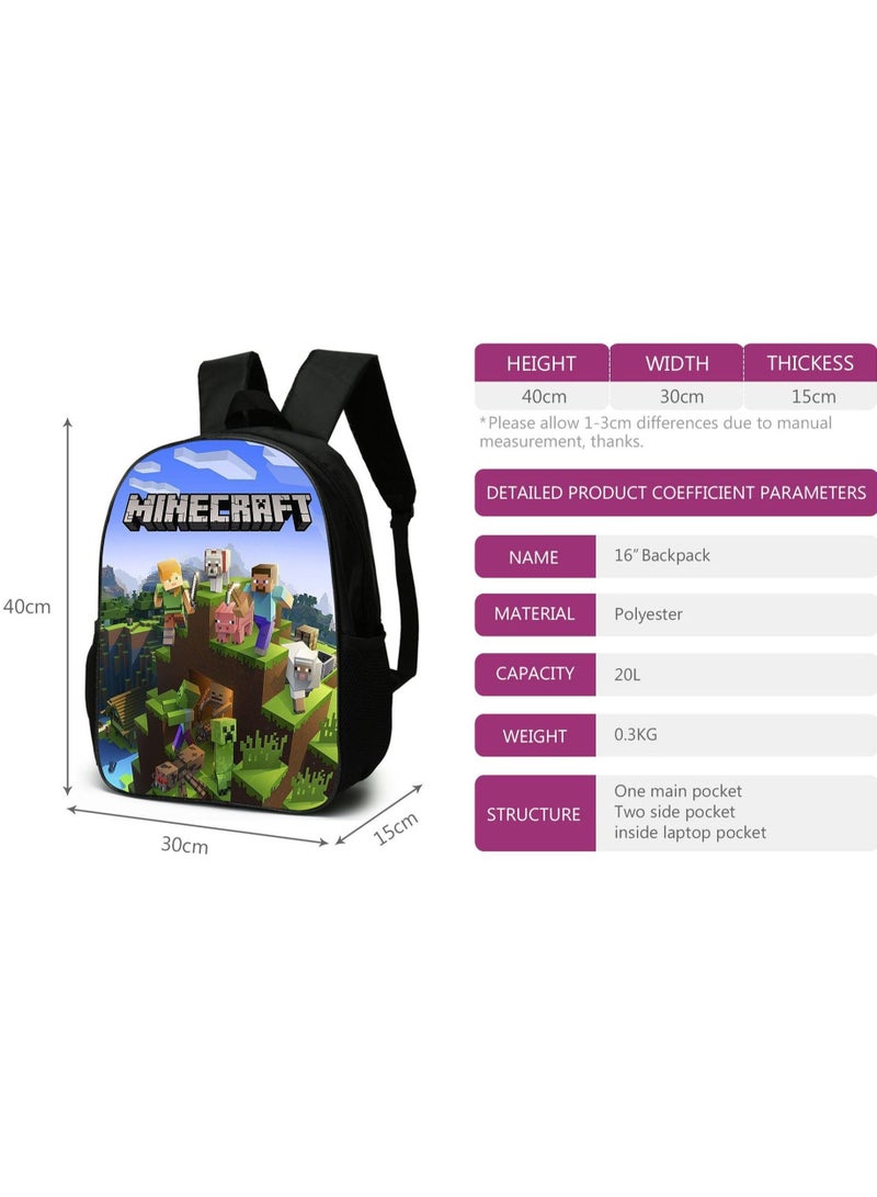 NIBEMINENT 3 pcs/Set Minecraft School Bag for Boys Girls Kids Backpack Child Crossbody Satchel Pencil Case Children  - Image 4