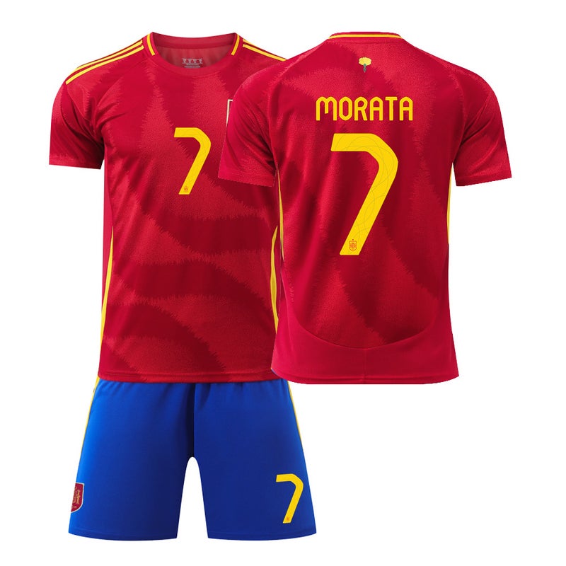 2024 Europe Spain Home 7 Morata 9 Garvey 19 Yamal Football Jersey Suit Jersey - Image 4