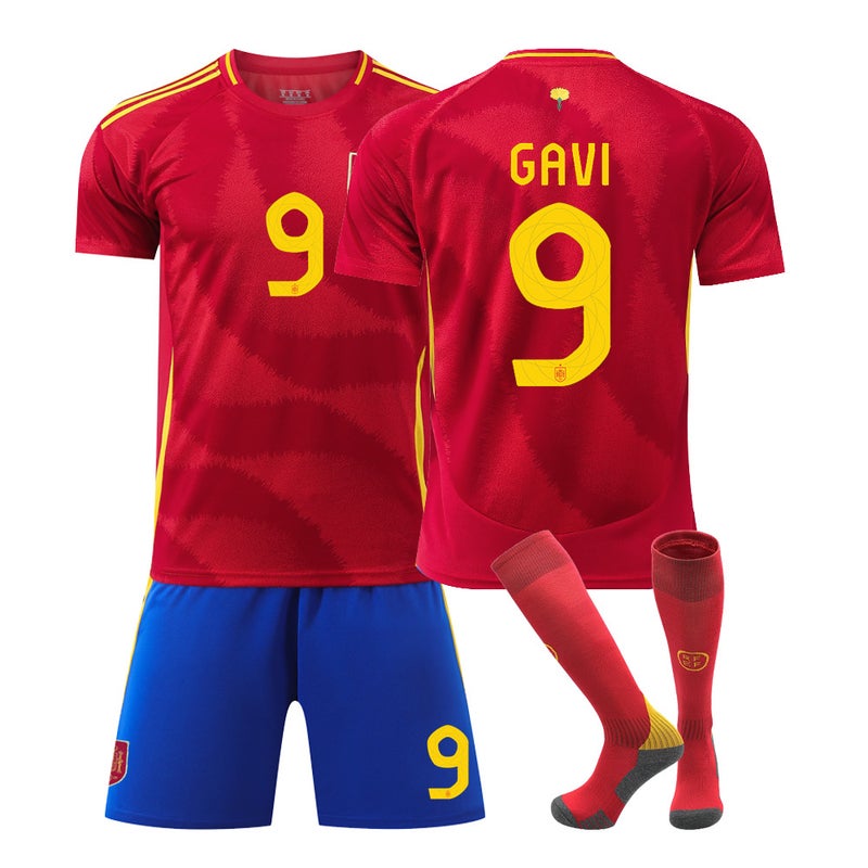 2024 Europe Spain Home 7 Morata 9 Garvey 19 Yamal Football Jersey Suit Jersey - Image 3