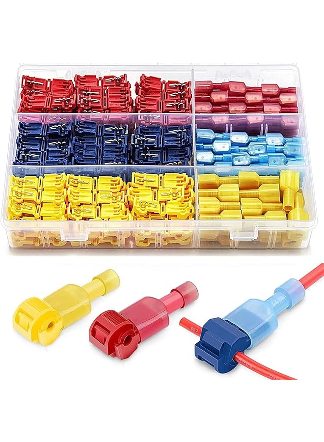 The Bros 240 PCS T-Tap Wire Connectors Self-Stripping Quick Splice Electrical Terminals and Nylon Insulated Male Quick Disconnect Spade Terminals Kit with Storage Case - Image 1