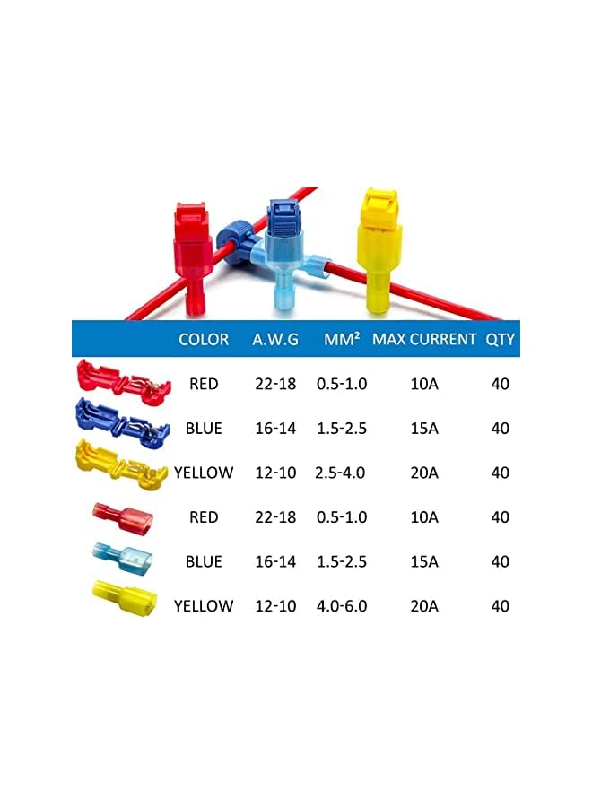 The Bros 240 PCS T-Tap Wire Connectors Self-Stripping Quick Splice Electrical Terminals and Nylon Insulated Male Quick Disconnect Spade Terminals Kit with Storage Case - Image 3