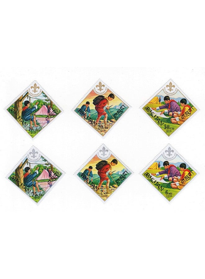 Mahaphilla ~ Bhutan 1972 Scout Boys to School Set of 6 Stamps MNH for Collection - Image 1