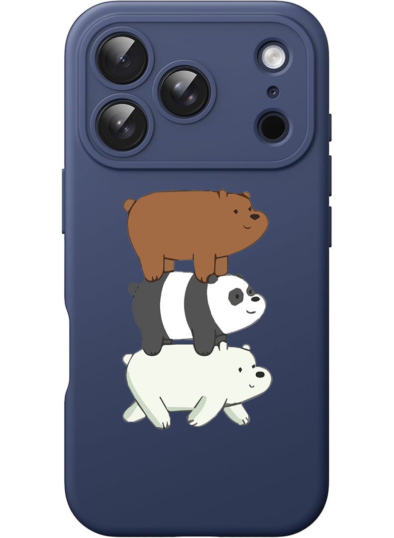 Theodor Protective Slim Fit Case Liquid Silicone Cover with Full Body Protection Anti-Scratch Shockproof Case For Apple iPhone 17 Pro (Blue) Three Panda-01 - Image 1