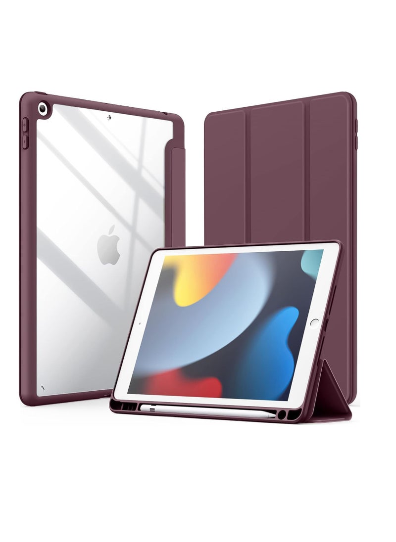 Case Case for iPad (7th Generation) (10.2 Inch 2019) / iPad Air 3 (2019) / iPad Pro 10.5 Inch (2017), Ultra-Thin and Lightweight TPU Case with Pencil Holder and Auto Sleep/Wake, Black(Burgundy) 