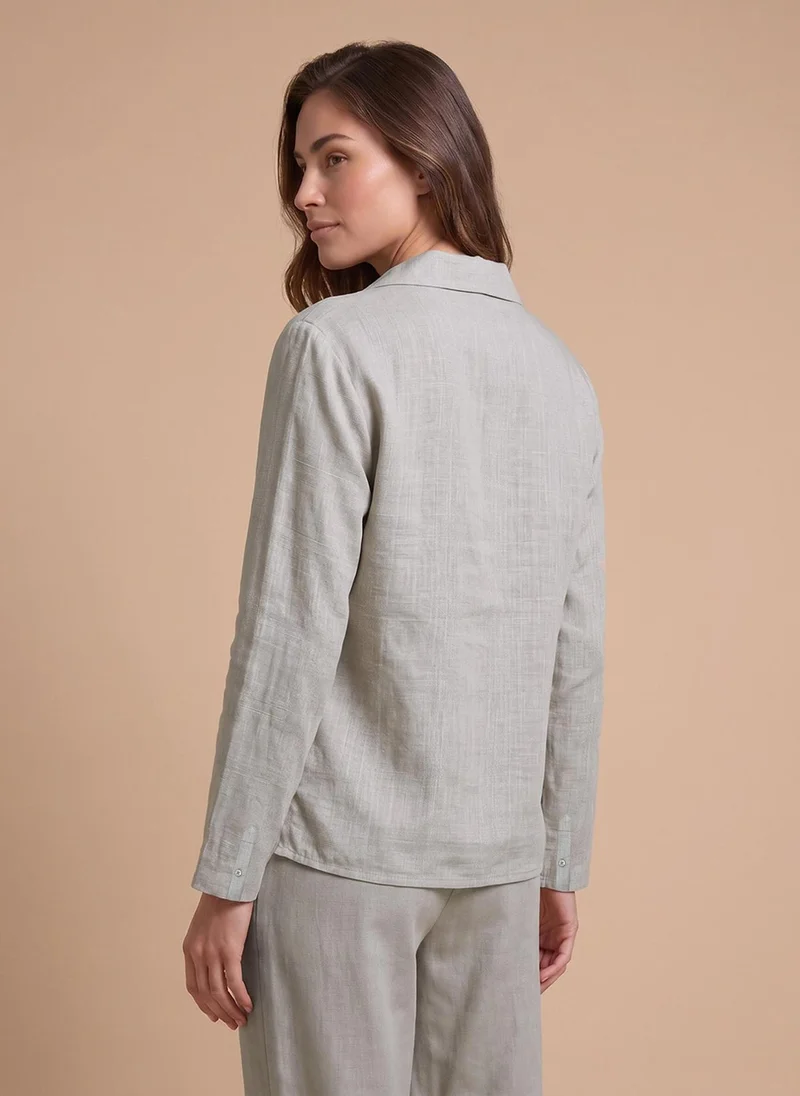 Nautica  Women Regular Fit Long Sleeve Viscose Casual Shirt for Easy Daytime Wear-Beige for Women | Best Price UAE