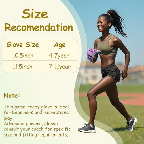 Urby Left Handed Baseball Glove, Left Handed T Ball Glove for Lefty, Left Hand Throw Only. T-Ball & Youth Baseball Gloves. Black & Purple. 10.5in. Age 4-7 - Image 4