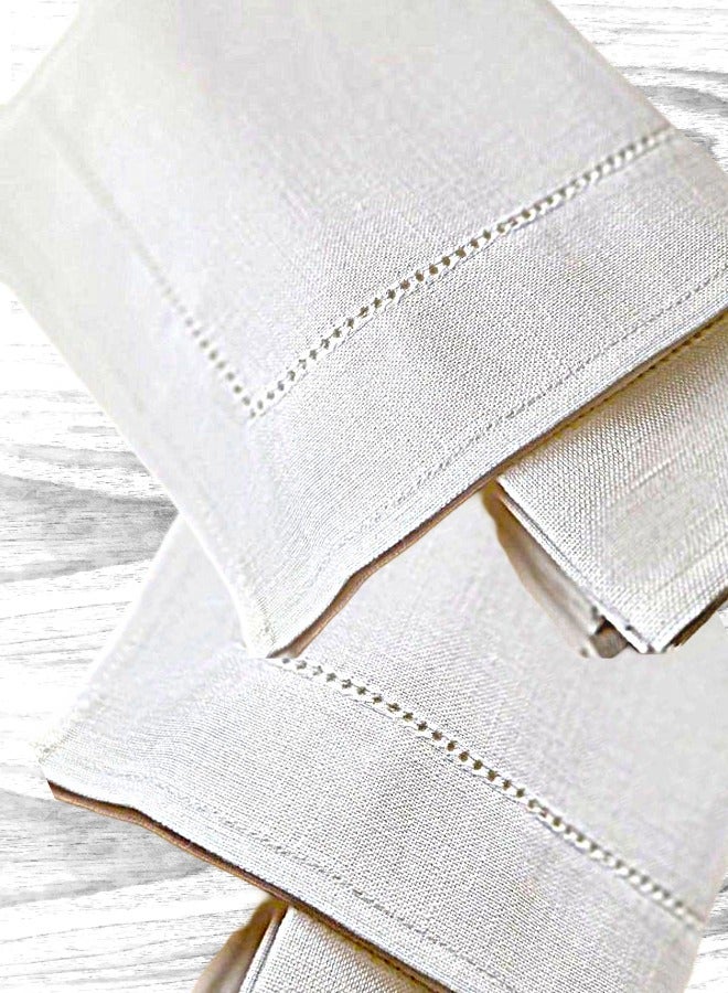 Tohfa Luxe White Hemstitched Linen Napkin - Set of 4  - Image 2
