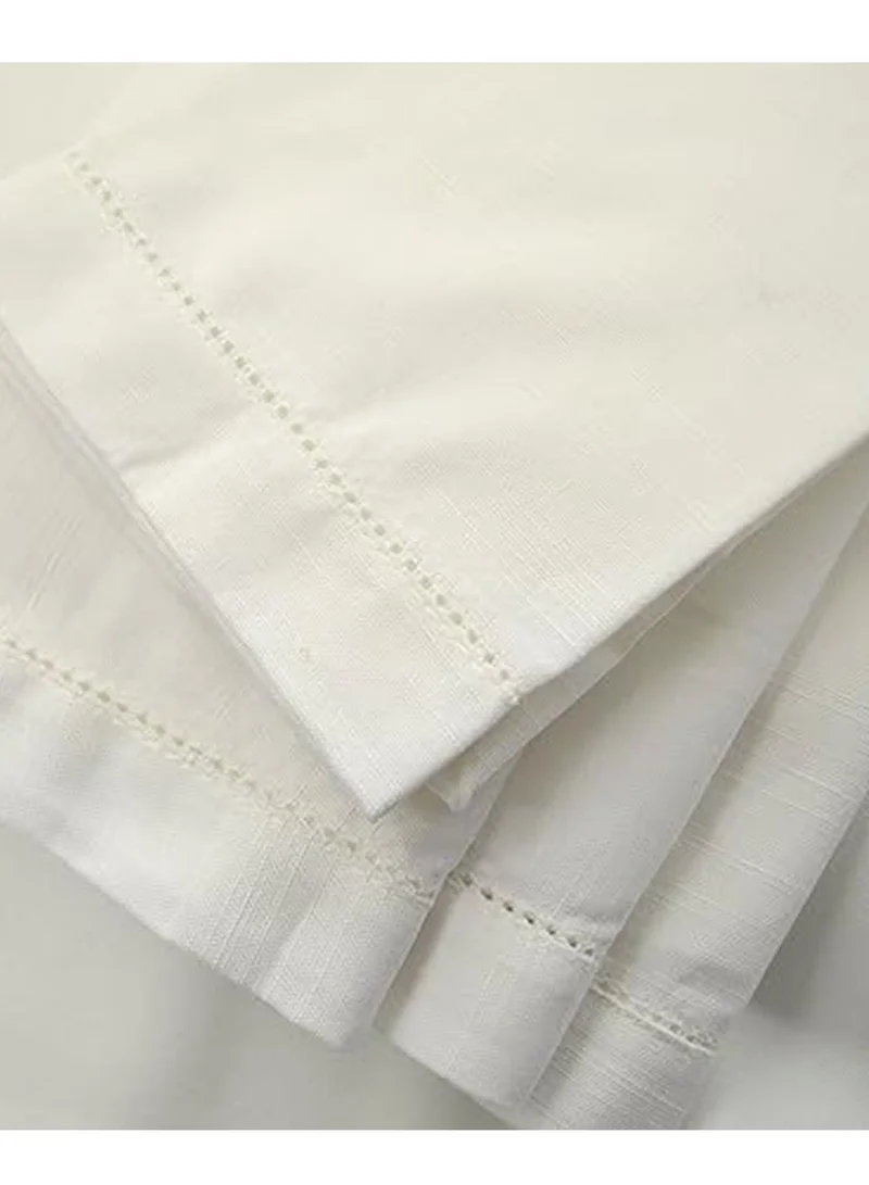 Tohfa Luxe White Hemstitched Linen Napkin - Set of 4