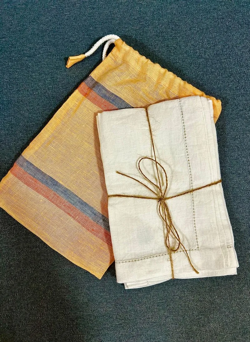 Tohfa Luxe White Hemstitched Linen Napkin - Set of 4