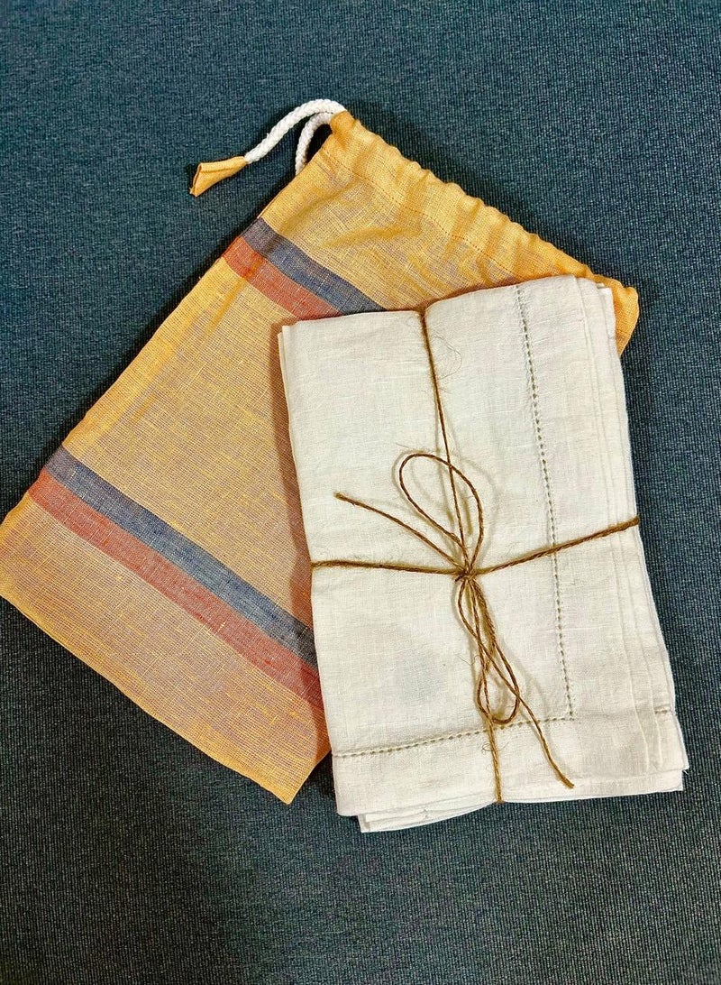 Tohfa Luxe White Hemstitched Linen Napkin - Set of 4  - Image 3