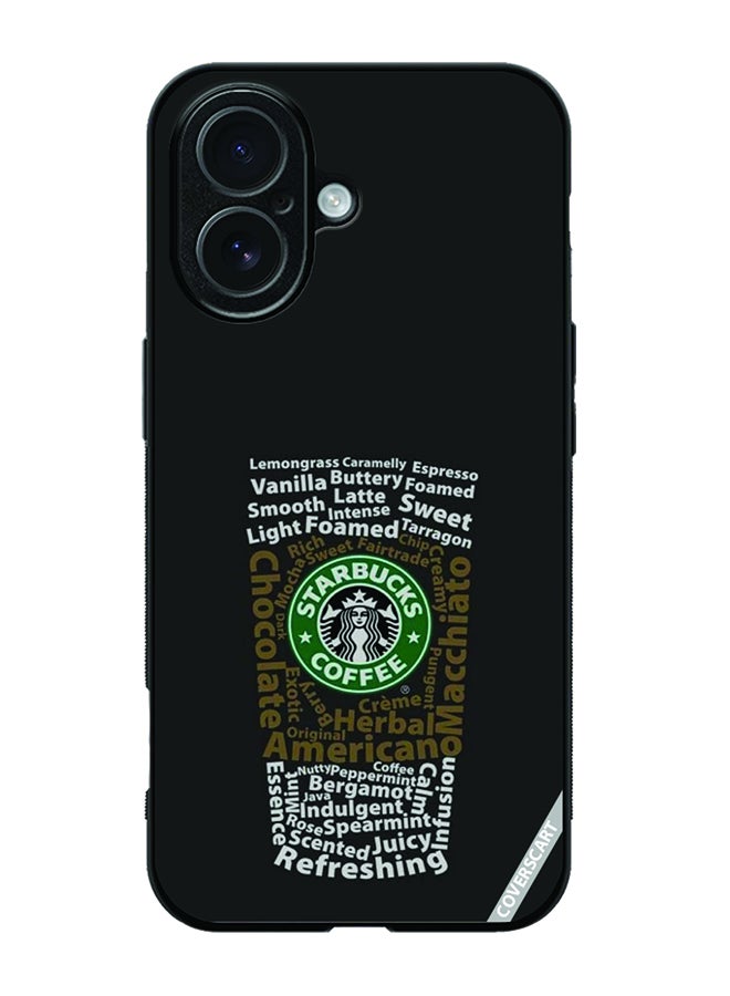 غطاء حماية لهاتف آبل آيفون 17 بتصميم ستاربكس أسود