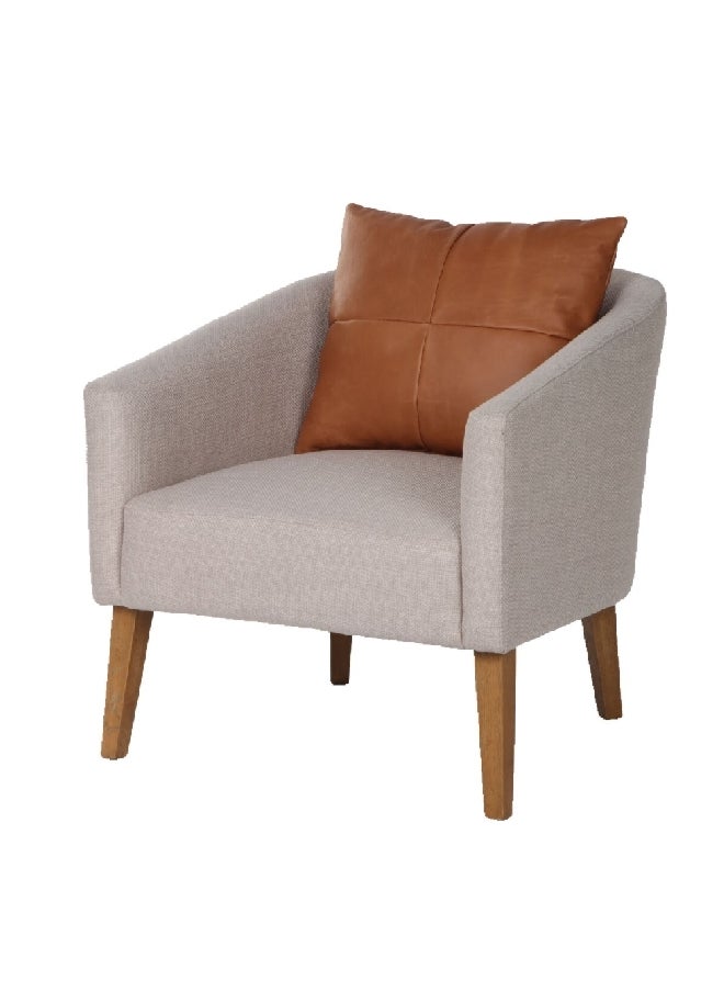 Fabric Single Seater Sofa With Cushion Beige And Brown 79 X 77 X 54 Cm Pjs55201