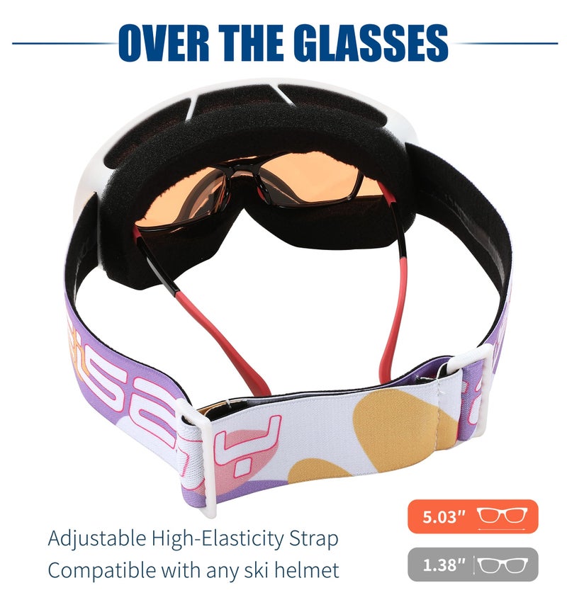 FEISEDY Kids Ski Goggles,Snowboard Goggles for Boys Girl Youth,OTG Anti Fog UV Protection Snow Goggles B0019 - Image 3