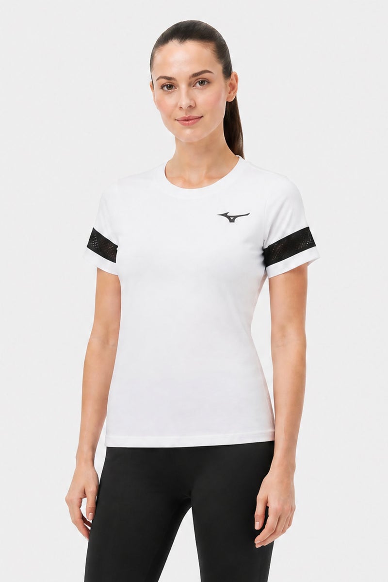 Mizuno Women Sportswear Fit Short Sleeve Training T-Shirt, White - Image 1
