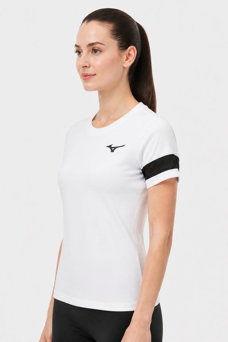 Mizuno Women Sportswear Fit Short Sleeve Training T-Shirt, White - Image 3