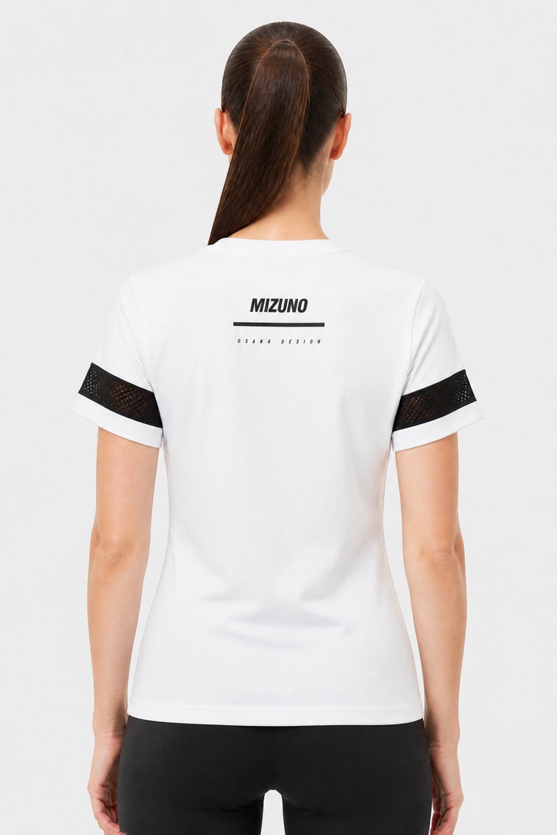 Mizuno Women Sportswear Fit Short Sleeve Training T-Shirt, White - Image 4